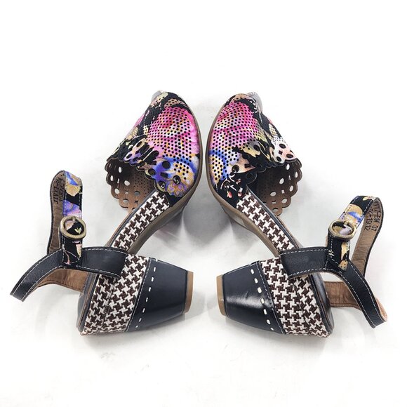 L'ARTISTE by Spring Step Jivvi Floral Houndstooth Print Sandals - Picture 5 of 11